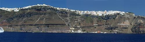 Santorini, Greece - A fantastic view of the island. From wikimedia commons.