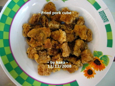 Fried pork cubes - This is the other dish I had for dinner last night, it's fried pork cubes.
