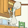 food hunt - Roger from American dad hunting for food in a cupboard