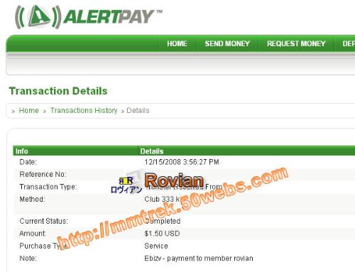 Payment from Ebizv - This is Rovian's first payment from Ebizv