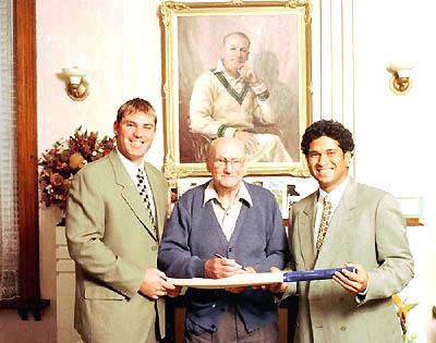 The Don meets Sachin n Shane !!! - This is a sure moment both Sachin & Shane would cherish for the rest of their lives!
