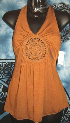 Funky brown top. - This is a funky brown hippy top with croquetted bodice.