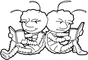 reading bugs - two bugs reading books together