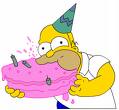 greedy homer  - greedy homer eating a cake
