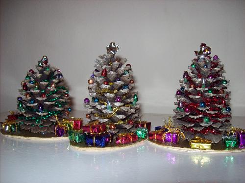 Pine Cone Christmas trees - These are the Christmas decorations I made for my sister in laws. Each is unique and hand crafted from pine cones I gathered earlier in the year. I hope they&#039;ll enjoy them for many years to come.
