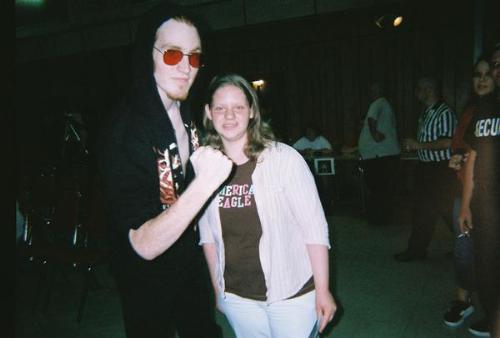Tray with a Fan - This me at a wrestling show with a fan of mine. She's cool.