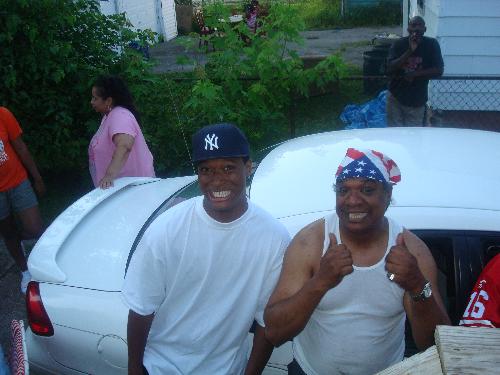 Family Cookout - Me and my son Jr. just having a blessed time on the summer holidays.