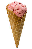 ice cream cone - photo of berry ice crean in a waffle cone