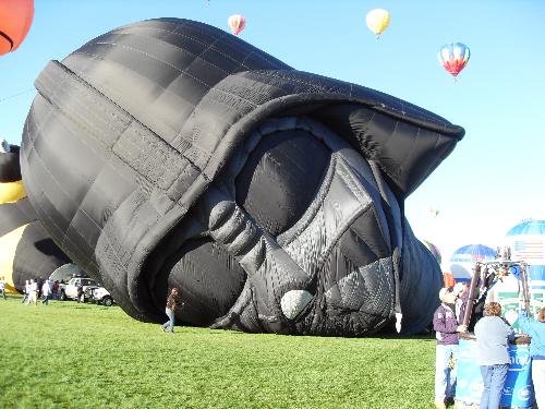 Balloon Fiesta Darth Vader - Took this photo at the Albuquerque International Balloon Fiesta. This particular balloon is shaped and sounds like Darth Vader