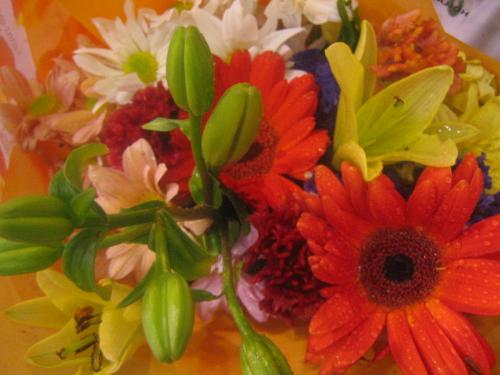 flower bouquet - This is a picture of the flower bouquet that my husband gave me for our anniversary. I really liked it because of the bright and lively colors.