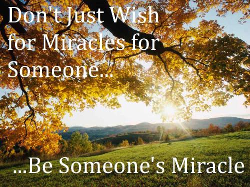Be Someone's Miracle - Don't Just Wish for Miracles for Someone... Be Someone's Miracle