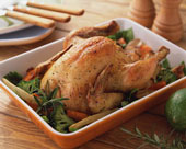 Baked Chicken  - Picture of roasted chicken right out of the oven
