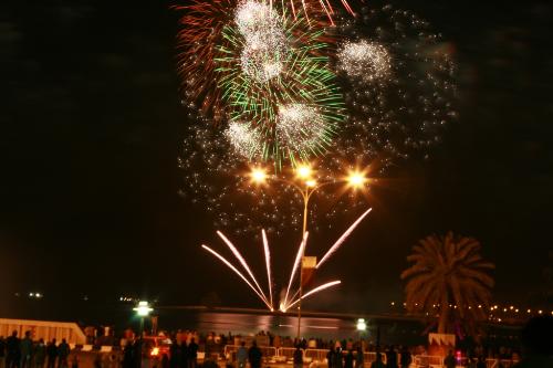 Qatar National day - taken during Qatar national day. Fireworks started at 10pm. The weather temp is about 14 degrees,  feeling cold but patiently waiting for the main event...