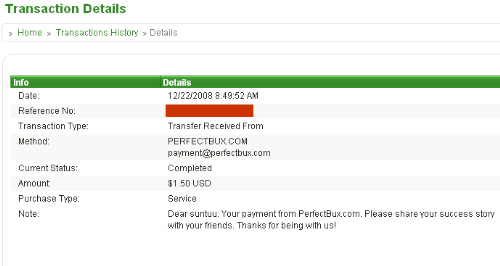 perfectbux payment proof - got my payment quickly