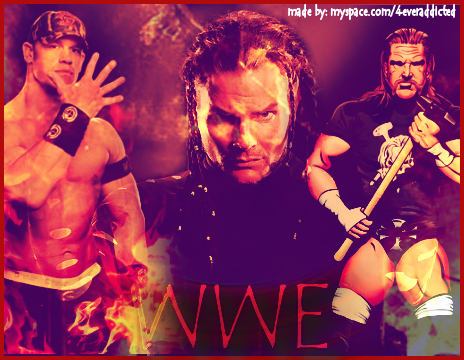 wwe poster: Trhipe H, Cena Hardy - Poster of Jeff Hardy, John Cena, and Triple H