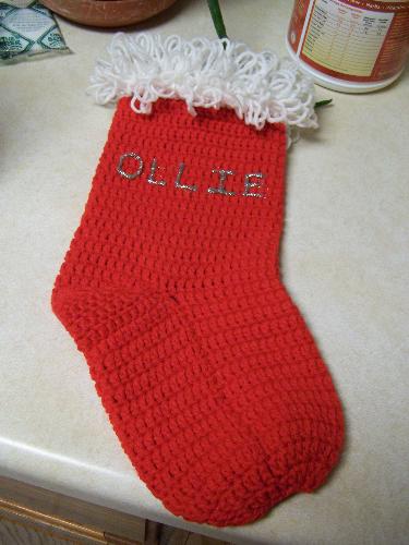 Ollie's stocking - Got this one done in the nick of time!