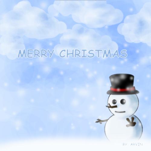 Merry Christmas - This is my artwork which I've made especially for this month of December... Just made it to create a white christmas like theme with a snowman... hehehe... Merry Christmas to all