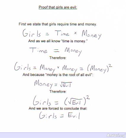 Nice Equation - Proof that girls are evil