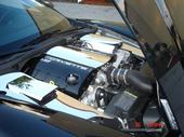 Engine view 2 - Here you can see the engine more clearly & notice that I also installed carbon fiber color matched engine covers. I should have done a closeup on it, but the logo letters that say Corvette & LS2 are done in a reflective mirror finish.