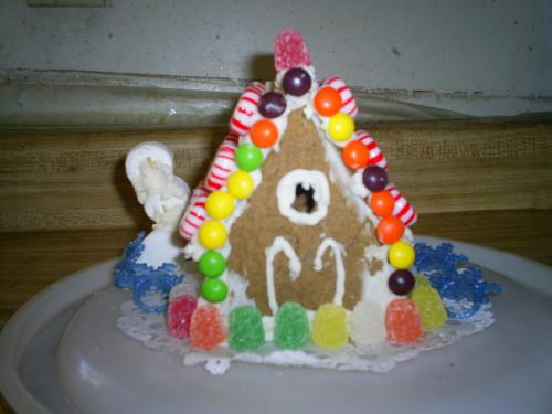 back side - This is the back side of the gingerbread house..The candy canes didn't turn out as good as I thought they would..