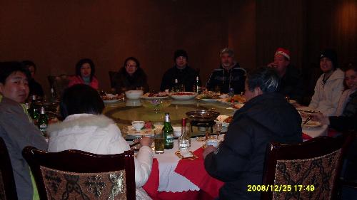 having a nice dinner in a nice hotel on christmas  - We had a very nice dinner in a nice hotel and we had a lot of fun on this special day.