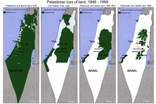 palestina&#039;s land loss.. - you can see how suffering they are just by seeing this map.