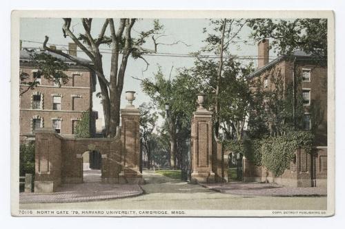 North Gate to Harvard University - This is an old picture of the North Gate to Harvard University Photo is in the Public Domain