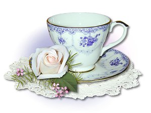 Blue and White Teacup and Saucer - Blue and White Teacup And Saucer Photo is copyrighted