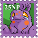 Purple Grundo Stamp - Grundos arrived in Neopia by working for Sloth on the Virtupets Space Station.