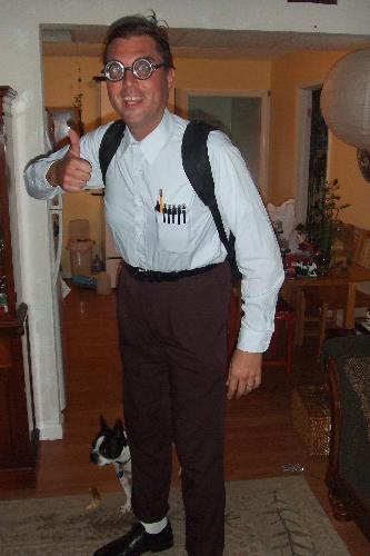 No - NOT a costume! - Everyone thinks this was a Halloween prank or something...can't figure out why. I know I'm not the most fashion conscious fellow around but my shirt's clean and my back-pack has all the essentials needed for a day around the town. Besides - my mom says I'm cool and everyone is just jealous.