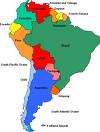 South America map - colorful map of South America