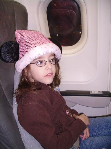 on the plane - my daughter on the plane for the first time