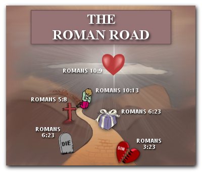 the romans road - this road will lead to everlasting life which will bring us back to the Lord.