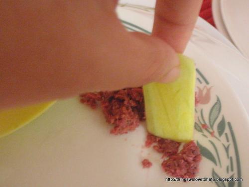 green mango and shrimp paste - I eat green mango with shrimp paste instead of salt because it complements the sour flavor better.