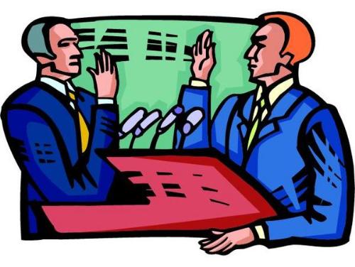 Have a discuission  - Two men having a discussion.