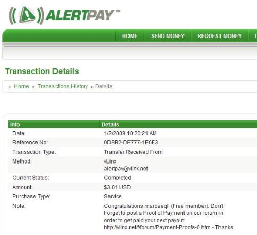my first payment - I received my first payment from vlinx very fast.