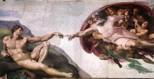 Creation of Adam by Michelangelo. - The Creation of Adam painted by Michelangelo Buonaroti on the ceiling of the Sistine Chapel (Cappella Sistina), the best-known chapel in the Apostolic Palace, the official residence of the Pope in Vatican City.