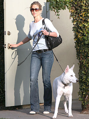 Jennifer with her dog - Jennifer Aniston with her dog.
