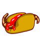 Hot Worm Hot Dog - A thick, juicy worm wrapped between a hot dog bun, smothered in tomato sauce. Tasty?