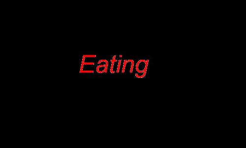 Eating food - Just imagine how will it look if 'eating' is written in red and back color as the background