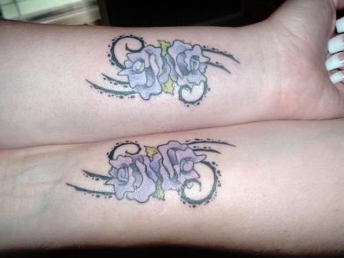 Matching Tattoo - My best friend and I's matching purple roses tattoo!