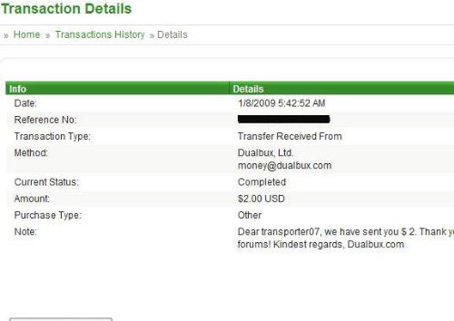 Payment Proof - Payment from Dualbux here is the proof.