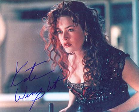 Kate Winslet - A picture of Kate Winslet, in the movie 'Titanic', signed by the actress herself.