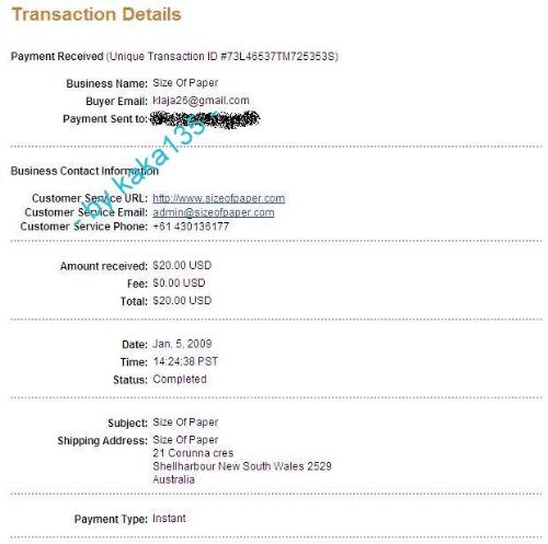 Size of Paper Payment Proof - My first payment from Size of Paper