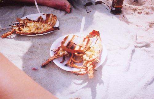 this is the cooked lobsters - it was 20.00 each and one of the best meals I ever had...now every new year we make lobster the jamaican way!!!