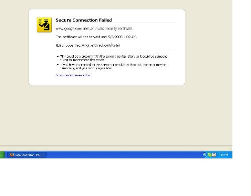 secure connection failed - this is a screenshot of what I get when I try to sign in to my Google acount.