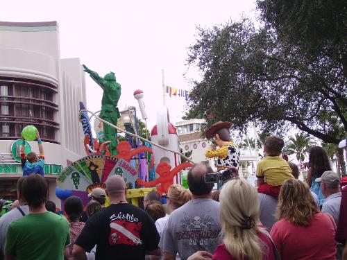toy story - another toy story float during the parade at disney holliwood studios
