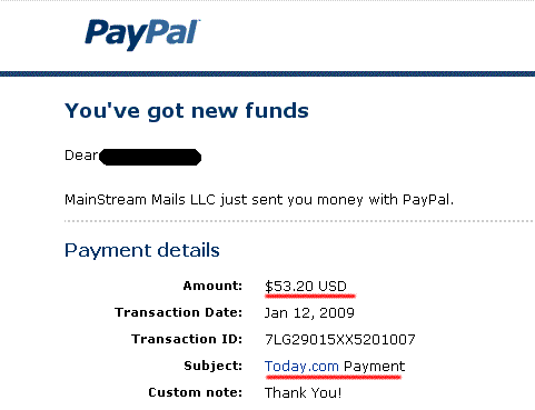 Today.com, paid to blog, proof of payment. - Today.com, paid to blog, proof of payment