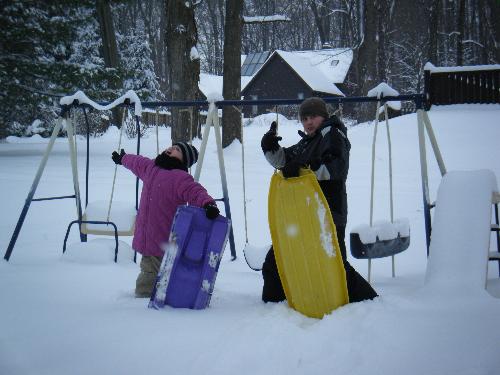 my kids - sledding on sunday