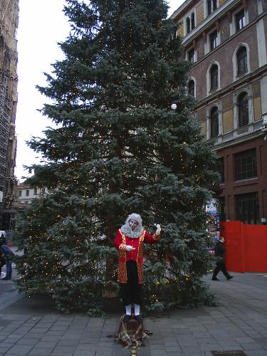 Mozart - A man acting like Mozart in the centre of Vienna, near St.Stephan Cathedral